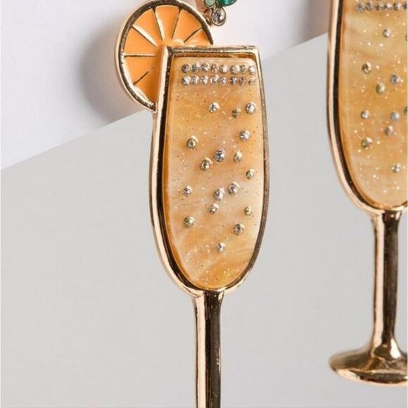 New MIMOSA cocktail brunch drink bling Rhinestone earrings - Picture 3 of 6